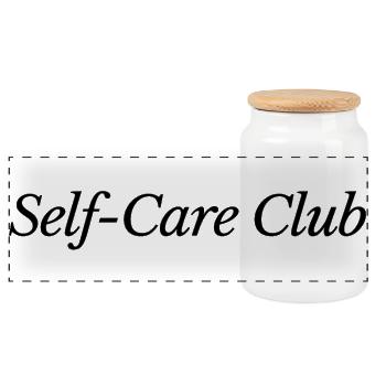 Self-Care Club : Conception graphique de bien-être - Boîte à biscuits avec couvercle en bois - blanc - Devant