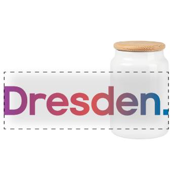Dresden Typography Colors City Icon Logo icon - Panoramic Cookie Jar with Wooden Lid - white - Front