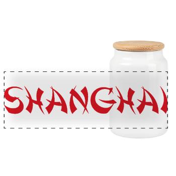 SHANGHAI - Panoramic Cookie Jar with Wooden Lid - white - Front