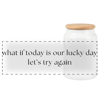 Lucky day - Panoramic Cookie Jar with Wooden Lid - white - Front