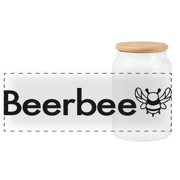 Beerbee Beer Bee Malle Saying TShirt - Panoramic Cookie Jar with Wooden Lid - white - Front