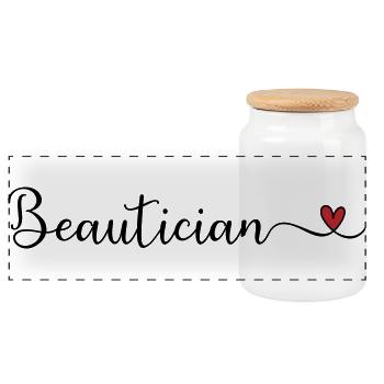 Beautician - Panoramic Cookie Jar with Wooden Lid - white - Front