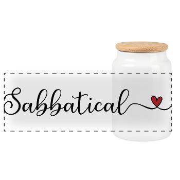 Sabbatical cute Typography with a Heart - Panoramic Cookie Jar with Wooden Lid - white - Front