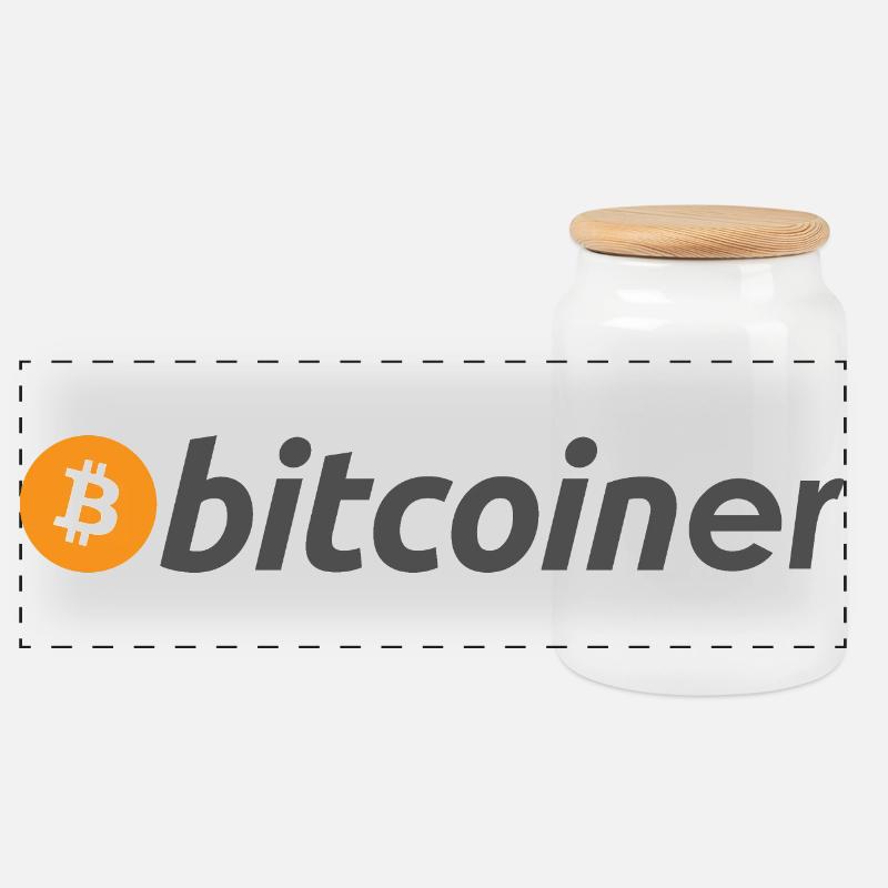 bitcoiner - Panorama Keksdose mit Holzdeckel - Weiß