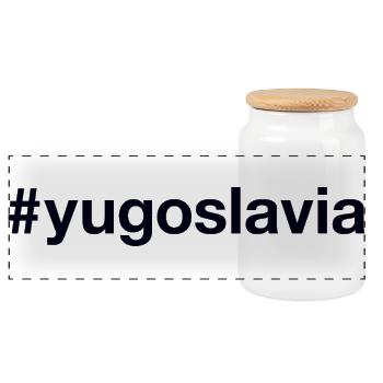 YUGOSLAVIA Jugoslawien Hashtag - Panorama Keksdose mit Holzdeckel - Weiß - Vorne