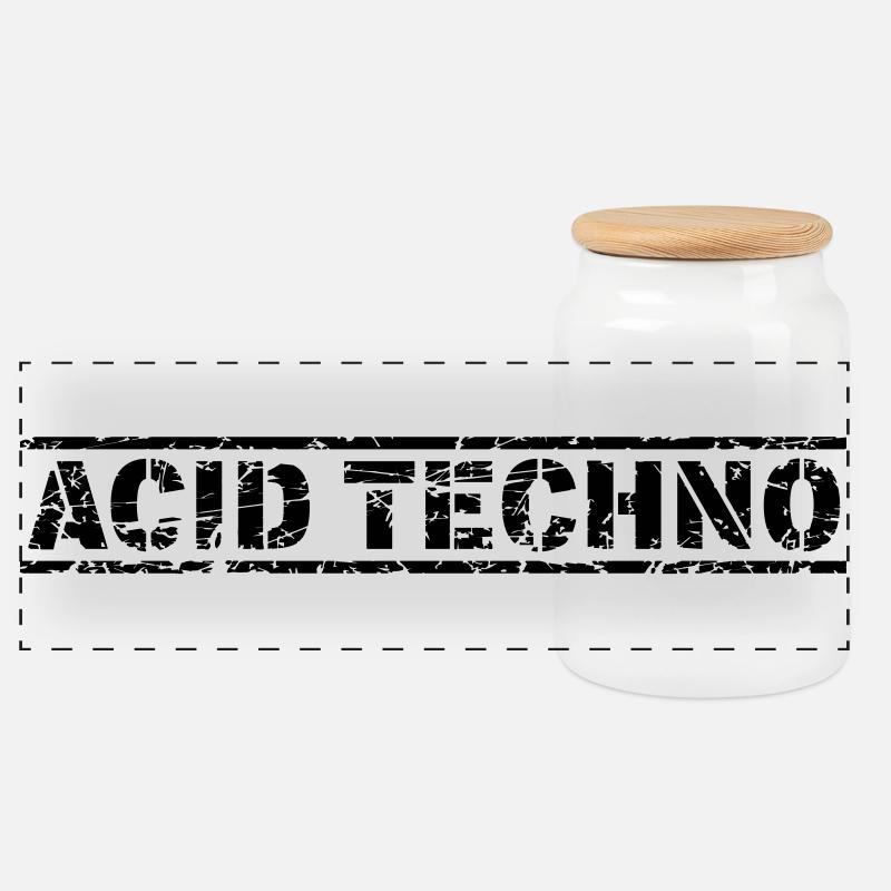 Acid Techno - Panoramic Cookie Jar with Wooden Lid - white