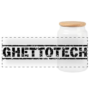 Ghettotech - Panorama Keksdose mit Holzdeckel - Weiß - Vorne