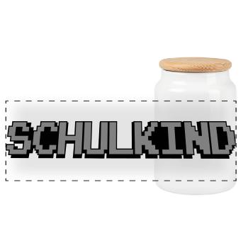 Schoolchild Pixel - Panoramic Cookie Jar with Wooden Lid - white - Front