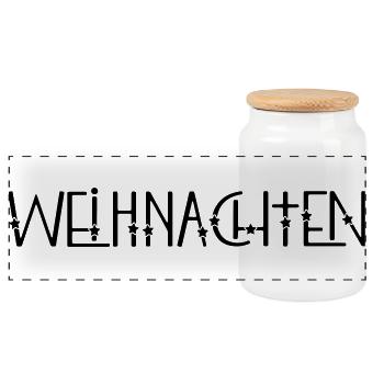Christmas - Panoramic Cookie Jar with Wooden Lid - white - Front