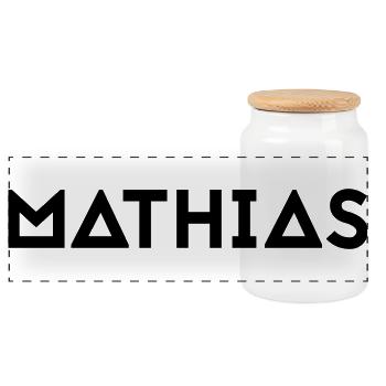 First name Mathias - Panoramic Cookie Jar with Wooden Lid - white - Front