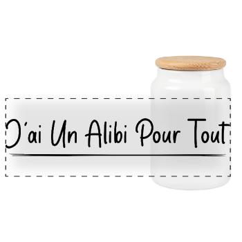 J’ai un alibi pour tout - Boîte à biscuits avec couvercle en bois - blanc - Devant