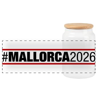 Mallorca 2026 - Panoramic Cookie Jar with Wooden Lid - white - Front