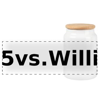 5vs.Willi | Bold Statement Print - Panorama Keksdose mit Holzdeckel - Weiß - Vorne