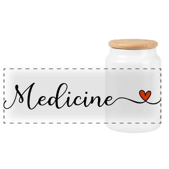 Medicine Heart Lettering - Panoramic Cookie Jar with Wooden Lid - white - Front