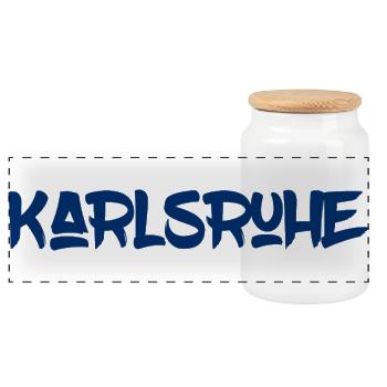 Karlsruhe - Baden-Wüttemberg - Durlach - Panorama Keksdose mit Holzdeckel - Weiß - Vorne