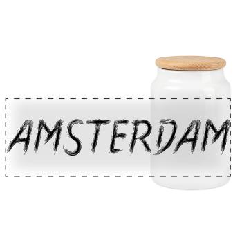 Amsterdam Brushstroke Script Black - Boîte à biscuits avec couvercle en bois - blanc - Devant