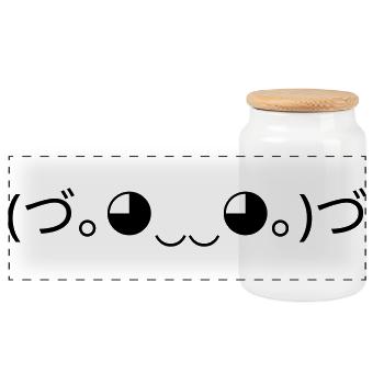 Émoticône de câlin (づ。 ◕‿‿◕｡ )づ Câlins - Boîte à biscuits avec couvercle en bois - blanc - Devant
