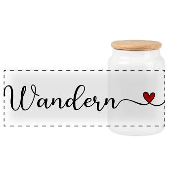 Wanderer - Panorama Keksdose mit Holzdeckel - Weiß - Vorne