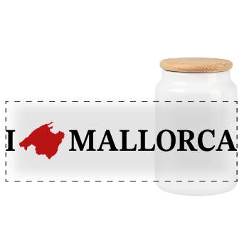 I love Mallorca - Panorama Keksdose mit Holzdeckel - Weiß - Vorne