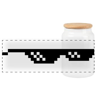 Deal with it Sonnenbrille Pixelbrille - Panorama Keksdose mit Holzdeckel - Weiß - Vorne