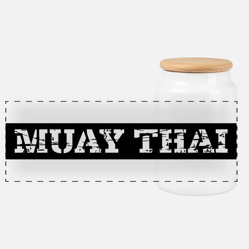 Muay Thai - Panorama Keksdose mit Holzdeckel - Weiß