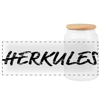 Herkules - Panorama Keksdose mit Holzdeckel - Weiß - Vorne