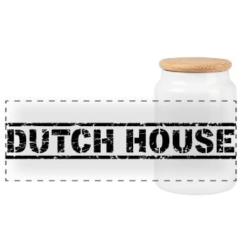 Dutch House - Panoramic Cookie Jar with Wooden Lid - white - Front