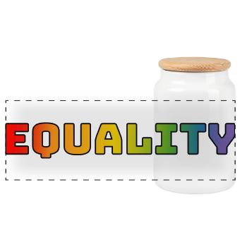 Rainbow equality 1 - Panoramic Cookie Jar with Wooden Lid - white - Front