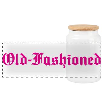 OLD-FASHIONED Old school - Panoramic Cookie Jar with Wooden Lid - white - Front