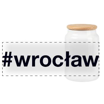 WROCLAW, Poland, Polska, Poland - Panoramic Cookie Jar with Wooden Lid - white - Front