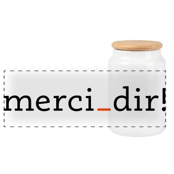 merci dir - 2 colors - Panoramic Cookie Jar with Wooden Lid - white - Front