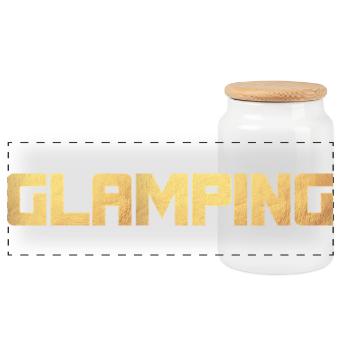 Glamping Gold Luxury Camping Camper Holiday Exclusive - Panoramic Cookie Jar with Wooden Lid - white - Front