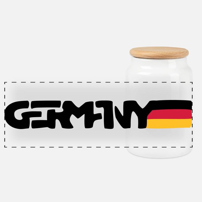 Germany - Panoramic Cookie Jar with Wooden Lid - white