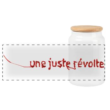 JUSTE RÉVOLTE - let's talk - Panoramic Cookie Jar with Wooden Lid - white - Front