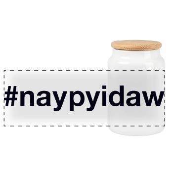 Naypyidaw, Myanmar - Panoramic Cookie Jar with Wooden Lid - white - Front