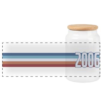Vintage Coffee 20 Year Old Twenties Party 2006 - Panoramic Cookie Jar with Wooden Lid - white - Front