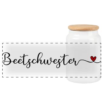 Beetschwester - lustiges Garten Design für Gärtner - Panorama Keksdose mit Holzdeckel - Weiß - Vorne