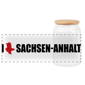 I love Sachsen-Anhalt Liebe - Panorama Keksdose mit Holzdeckel - Weiß - Vorne