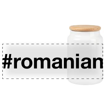 ROMANIAN Hashtag Rumänien Romania Rumänisch - Panoramic Cookie Jar with Wooden Lid - white - Front