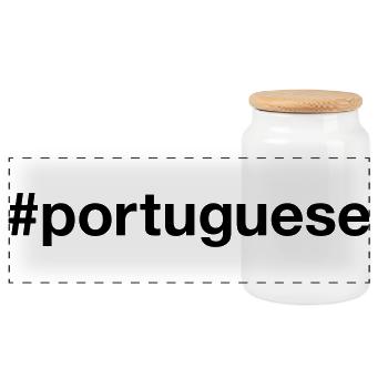 PORTUGUESE Hashtag Portugiesisch Portugal - Panorama Keksdose mit Holzdeckel - Weiß - Vorne