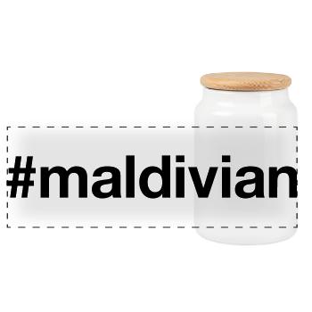 MALDIVES Hashtag Maldivian - Panoramic Cookie Jar with Wooden Lid - white - Front