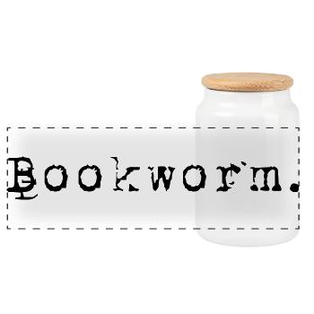 Bookworm Bücher Bücherwurm - Panorama Keksdose mit Holzdeckel - Weiß - Vorne