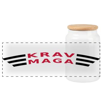KRAVMAGA courbée - Boîte à biscuits avec couvercle en bois - blanc - Devant