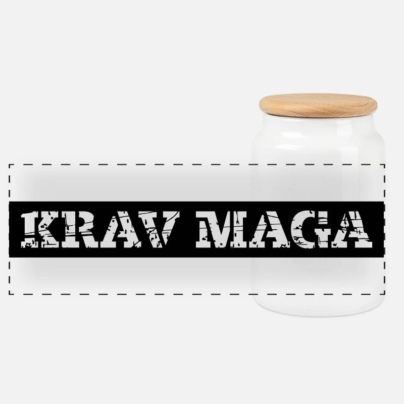 Krav Maga - Panorama Keksdose mit Holzdeckel - Weiß