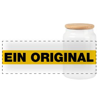 Ein Original - Panorama Keksdose mit Holzdeckel - Weiß - Vorne