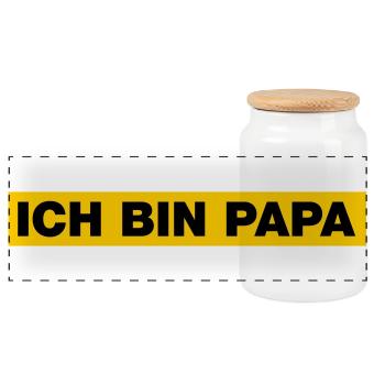 Ich bin Papa - Panorama Keksdose mit Holzdeckel - Weiß - Vorne