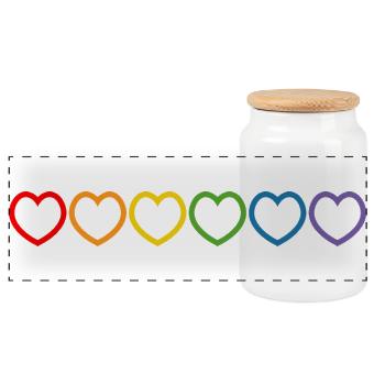 Contour des cœurs arc-en-ciel - Boîte à biscuits avec couvercle en bois - blanc - Devant