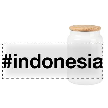 INDONESIA Indonesien Hashtag - Panoramic Cookie Jar with Wooden Lid - white - Front