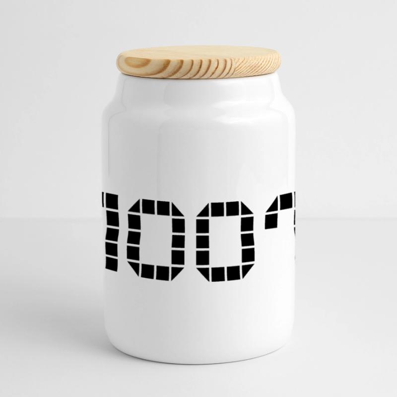 Binary notation - 100 Panoramic Cookie Jar with Wooden Lid
