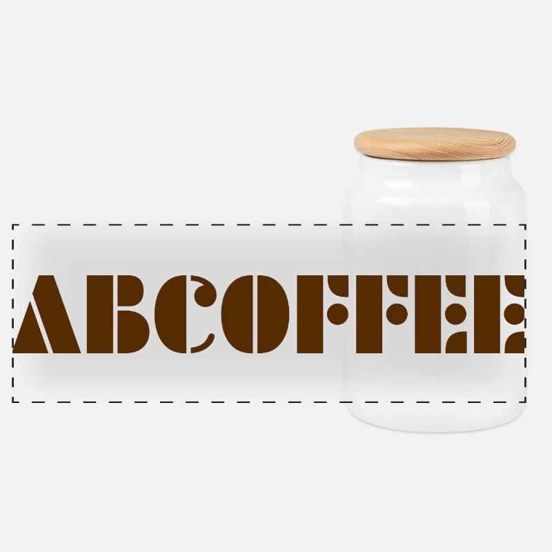 Coffee alphabet - Panorama Keksdose mit Holzdeckel - Weiß